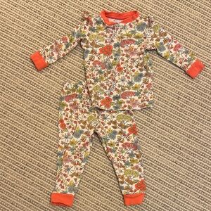bella bliss Kids Pajama Set with Floral and Orange Trim